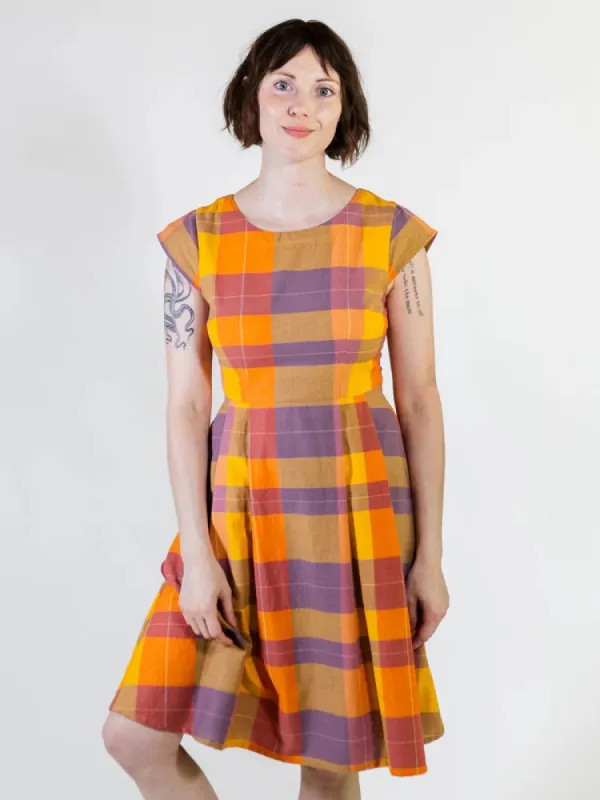 Devonshire Dress Sunset Plaid made by Mata Traders