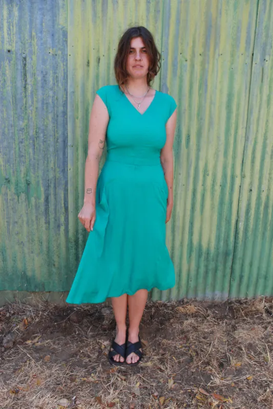 Xena Dress in Teal Challis sold by Altar PDX