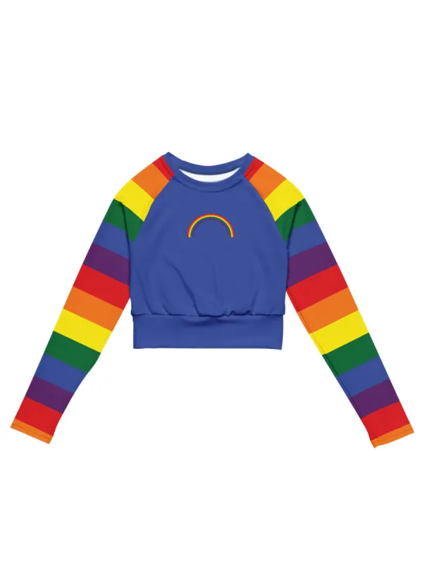 Gay Pride Long Sleeve Crop Top sold by Softcore