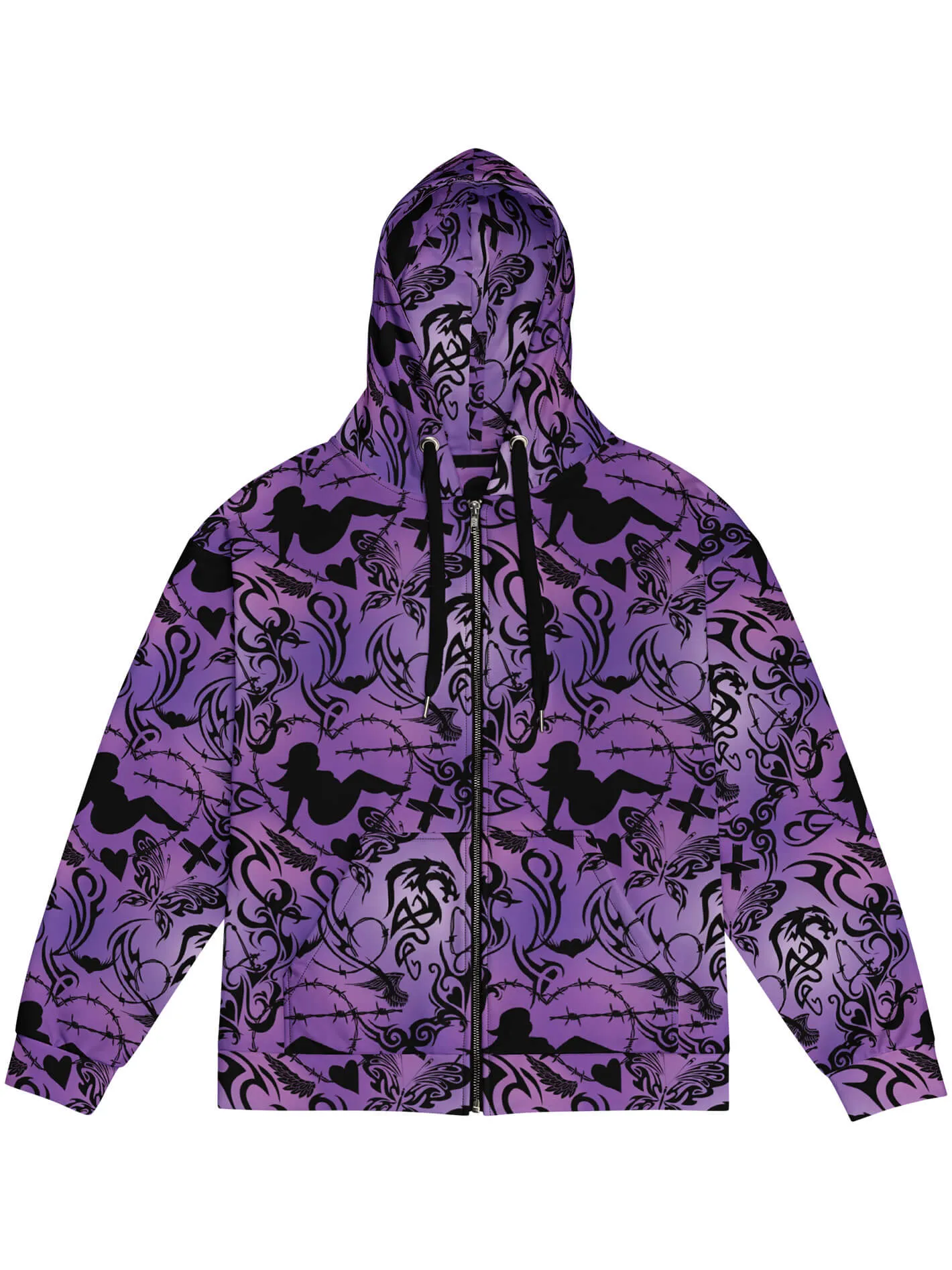 Y2K Tattoo Zip Up Hoodie sold by Softcore