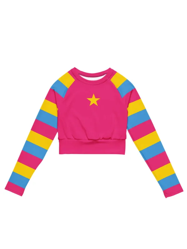 Pansexual Pride Long Sleeve Crop Top sold by Softcore