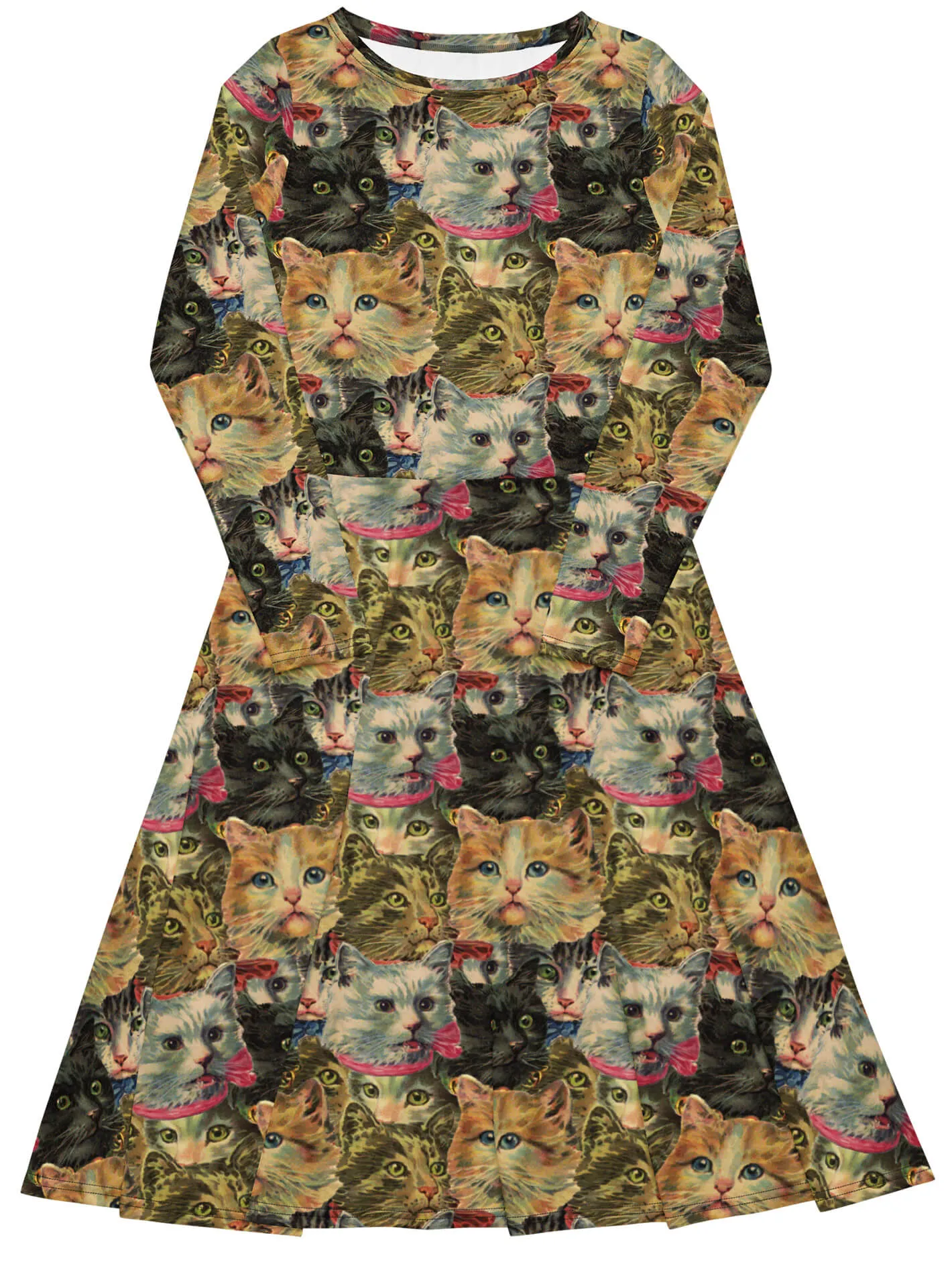Cat Horde Long Sleeve Midi Dress sold by Softcore