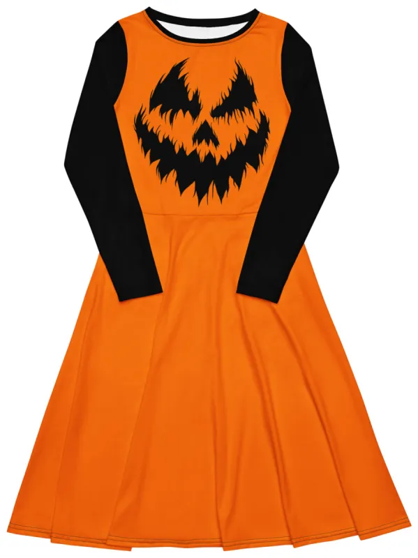 Limited Edition Metal Pumpkin Long Sleeve Midi Dress sold by Softcore