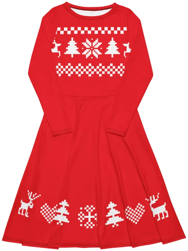 Limited Edition Mrs. Claus Dress Long Sleeve Midi Dress sold by Softcore