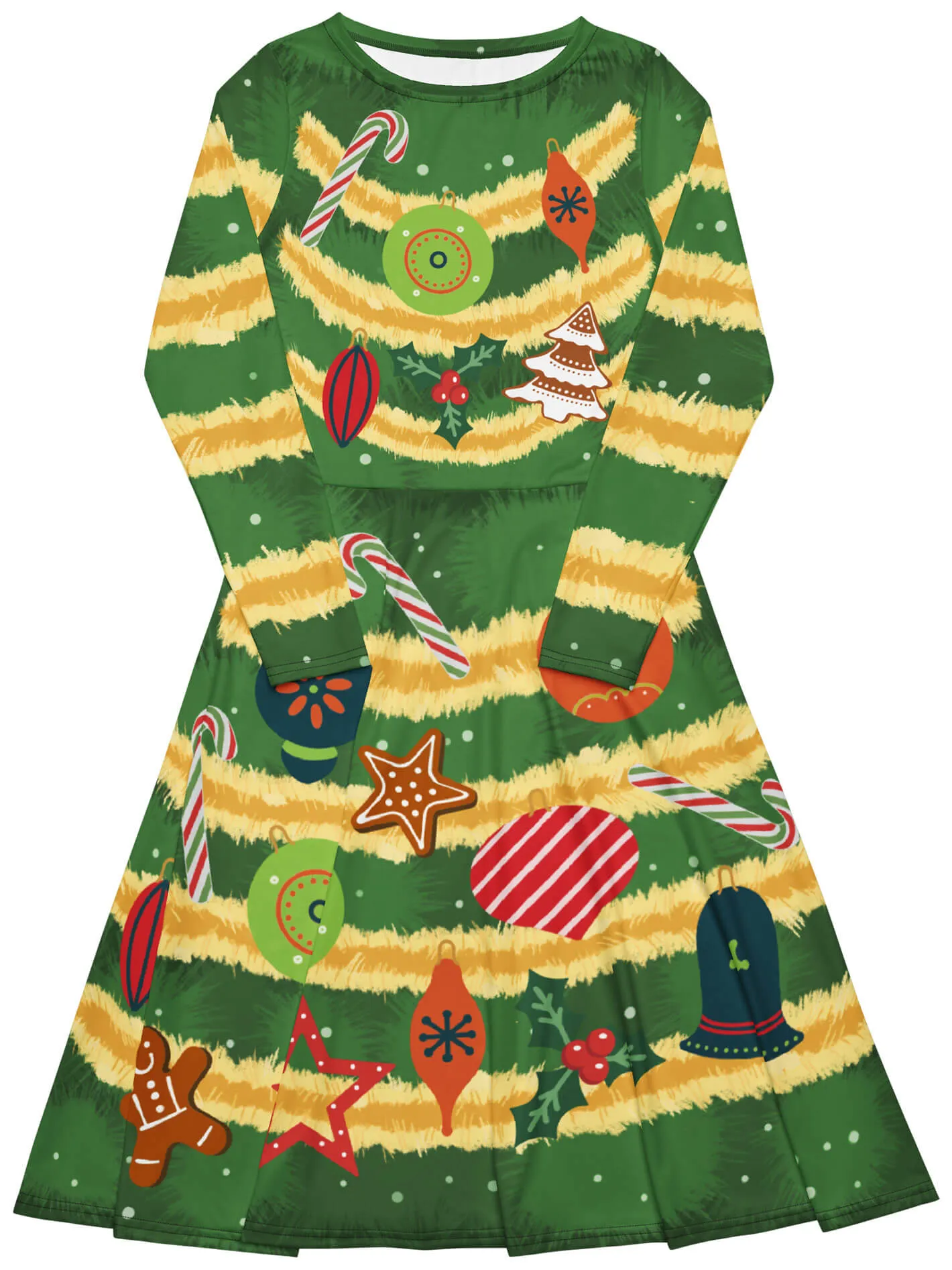 Limited Edition Kitschmas Tree Long Sleeve Midi Dress sold by Softcore