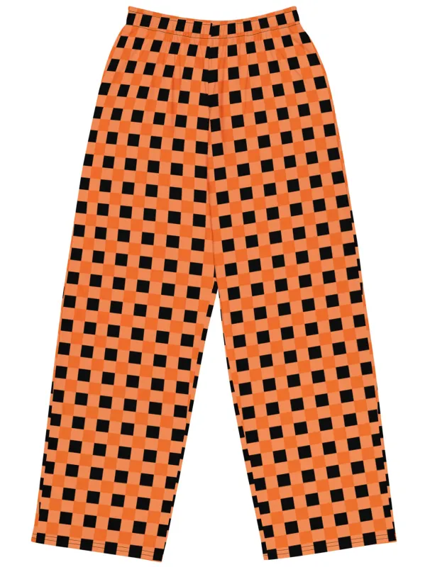 Limited Edition Pumpkin Gingham Unisex Wide Leg Pants sold by Softcore