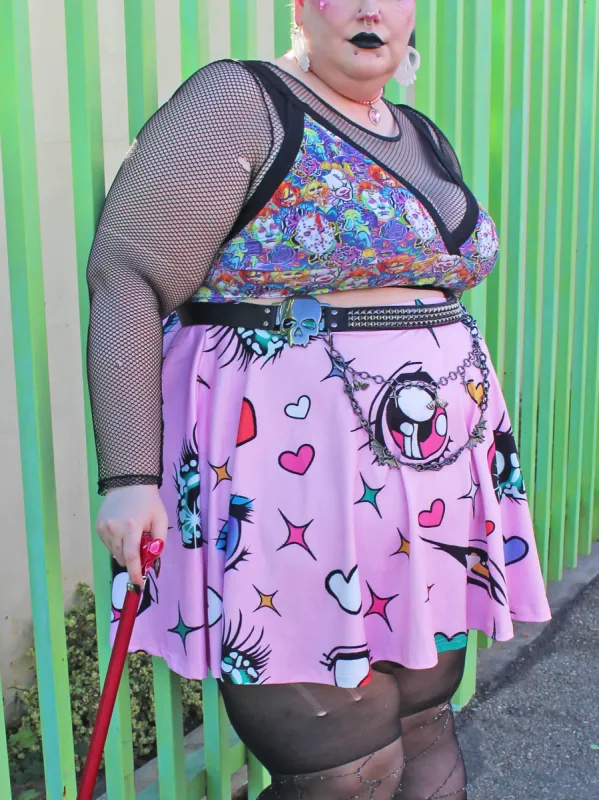 [MADE TO ORDER] Eyes On Me Skater Skirt sold by Softcore