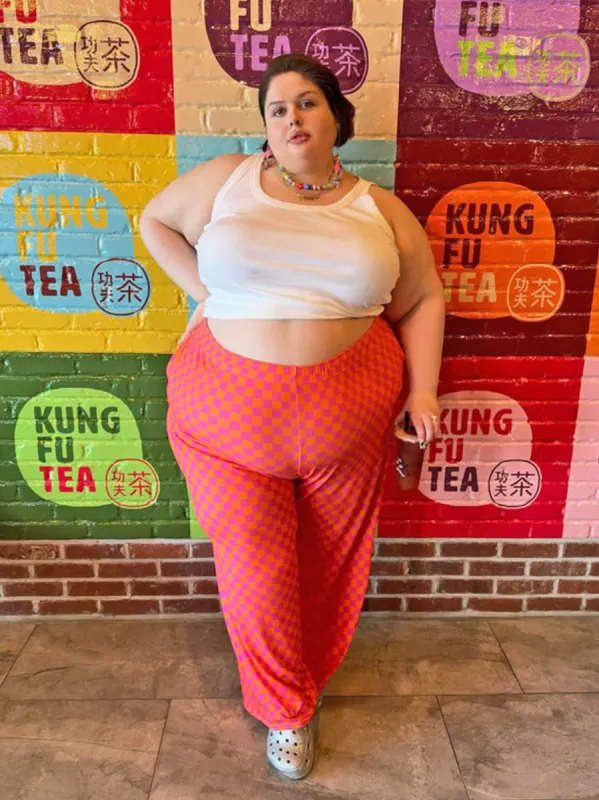 Sunset Checker Unisex Wide Leg Pants sold by Softcore