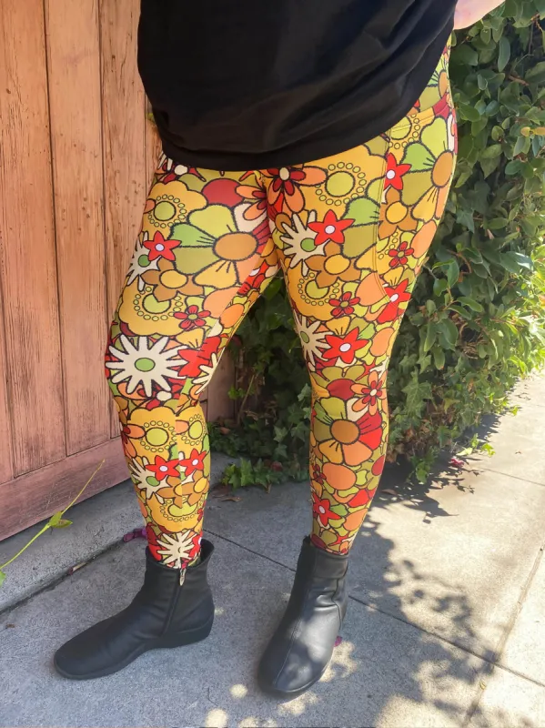 Groovy Floral Crossover Leggings With Pockets sold by Softcore