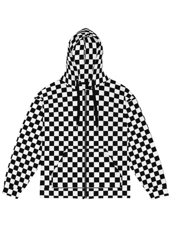 Checked Zip Up Hoodie sold by Softcore