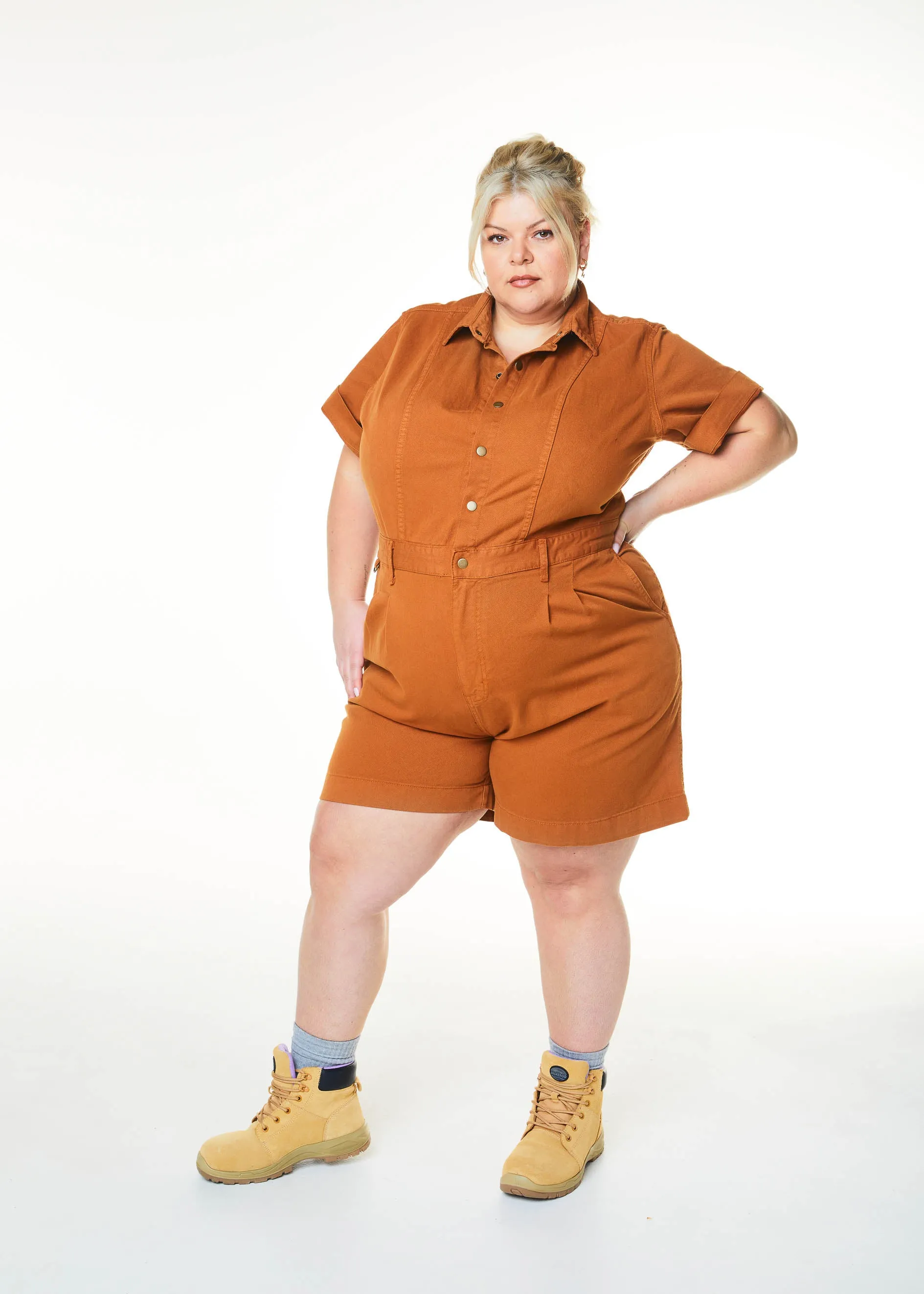 Cropped Ringer Suit Rust sold by Suk