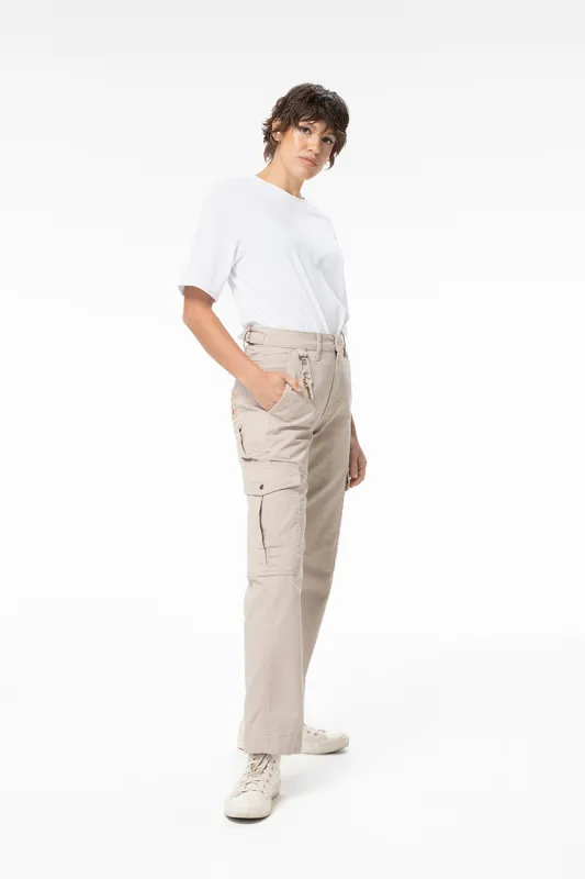 Mid Rise Cargo Pants - Stone sold by Suk