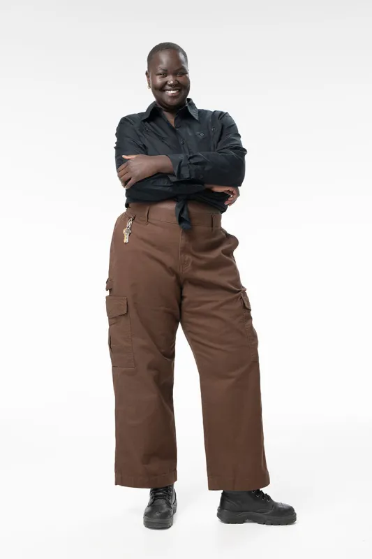 Mid Rise Cargo Pants - Umber sold by Suk