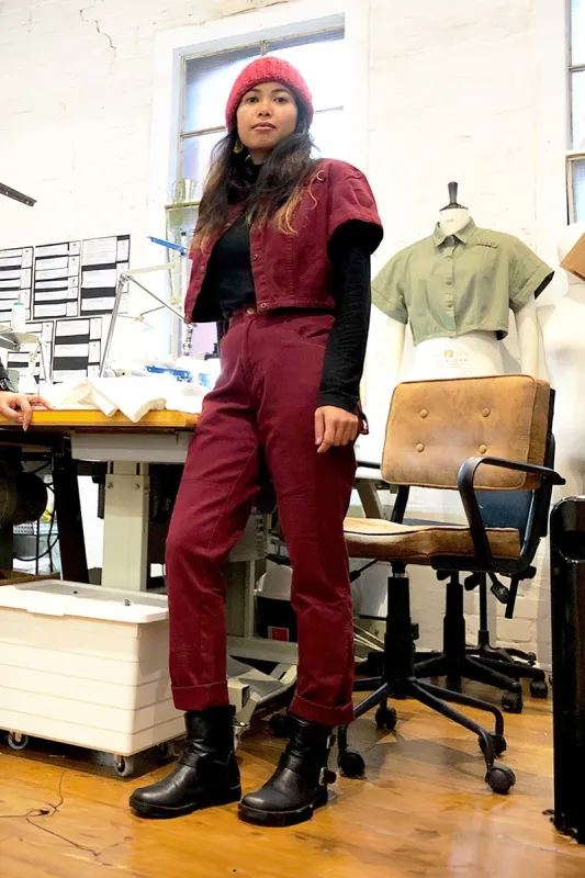 2 Way Work Pants - Burgundy sold by Suk