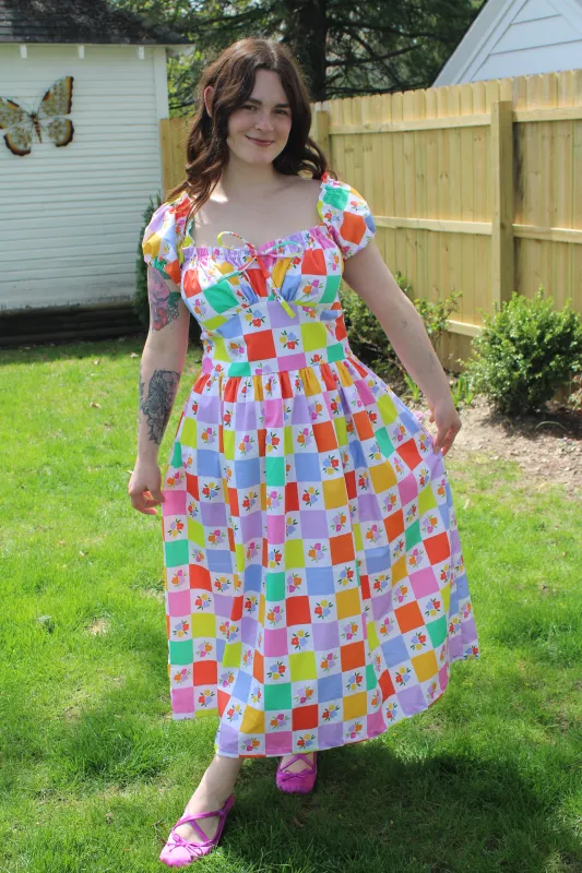 Lucy Dress in Floral Check sold by Isabella Eve