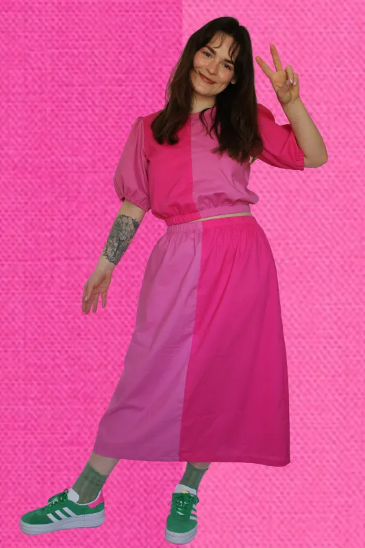 Elle Skirt in Peony Pink sold by Isabella Eve