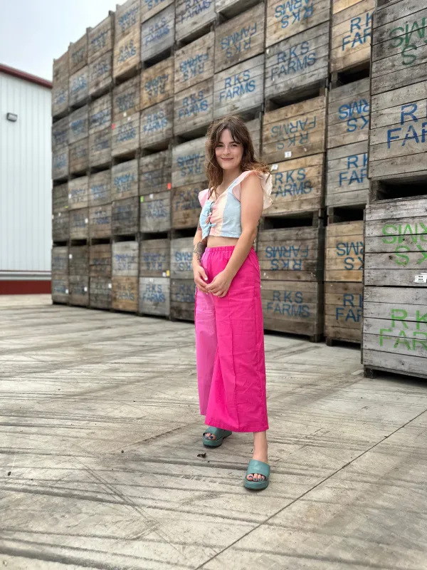 Elle Pants in Peony Pink sold by Isabella Eve