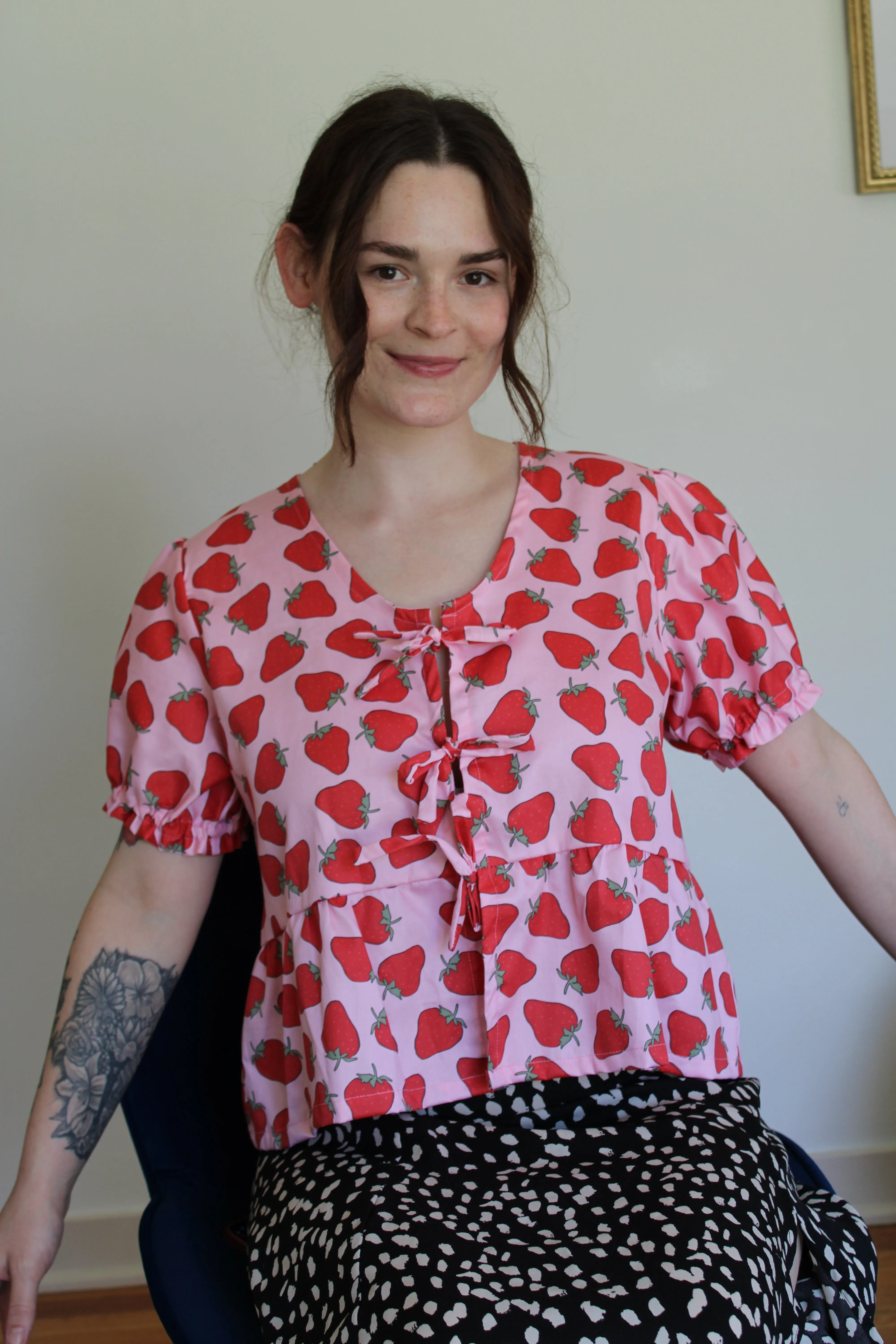 Josie Top in Strawberry Patch sold by Isabella Eve