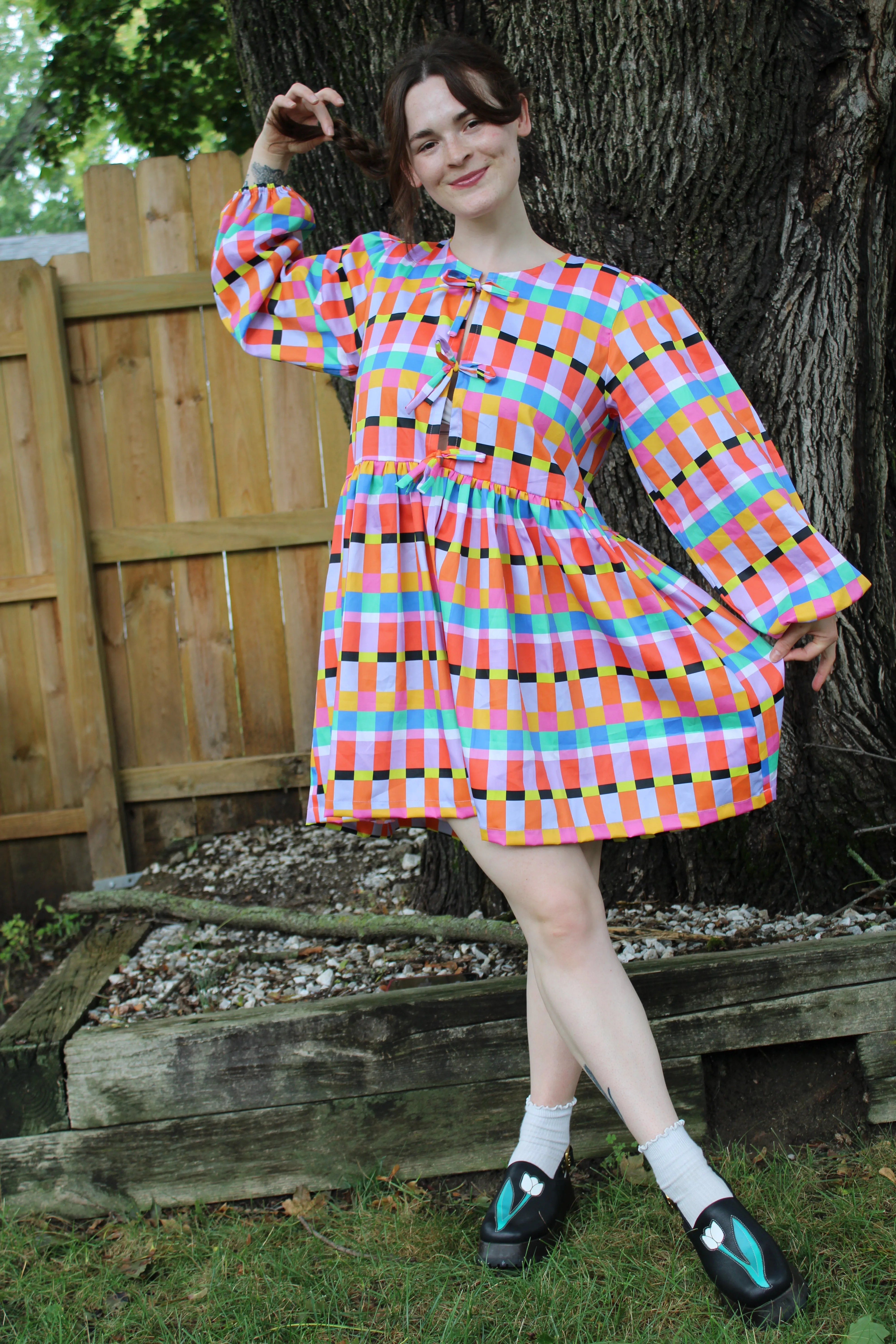 Liv Dress in Rainbow Ribbon sold by Isabella Eve