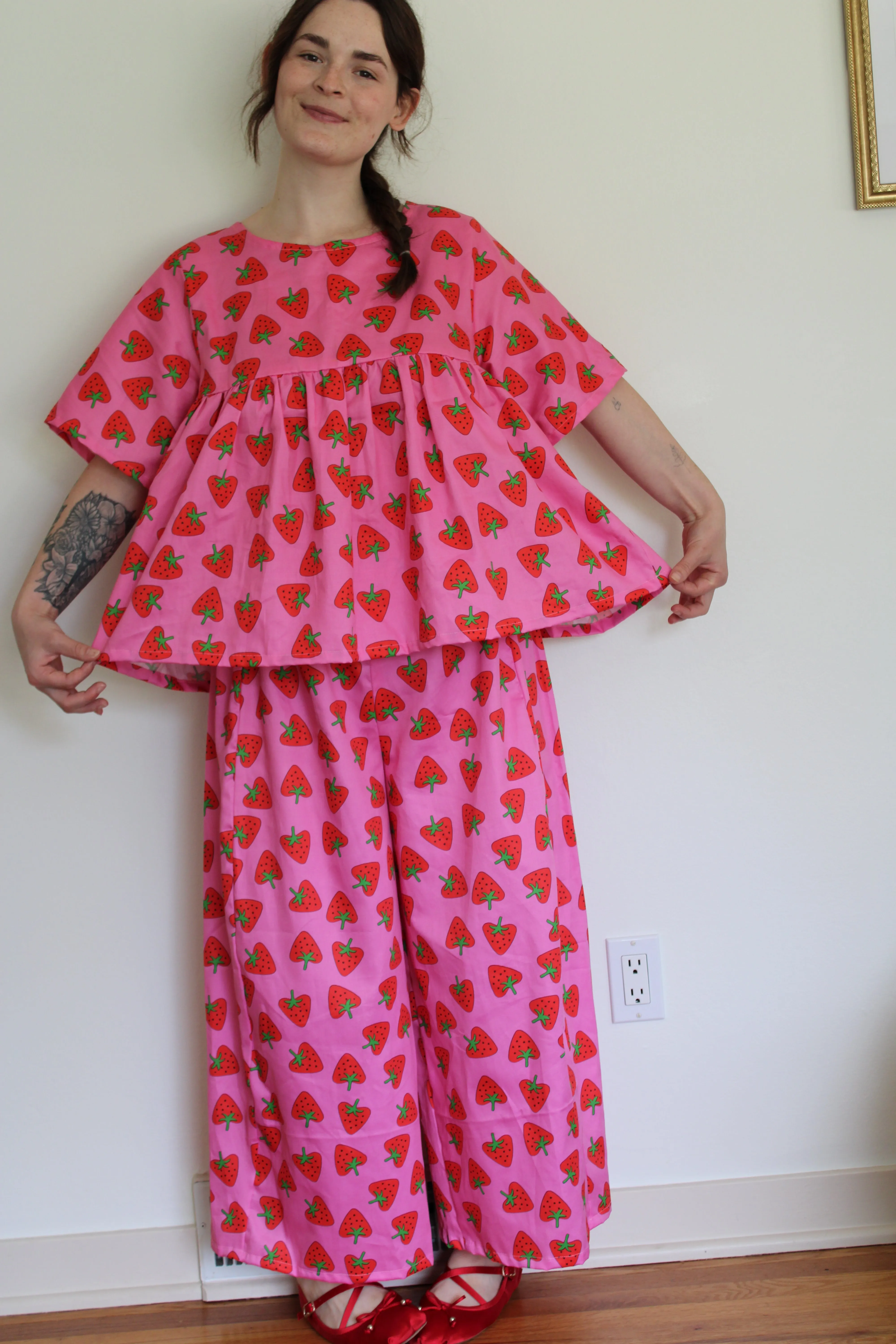 Marnie Pants in Strawberry Hearts sold by Isabella Eve