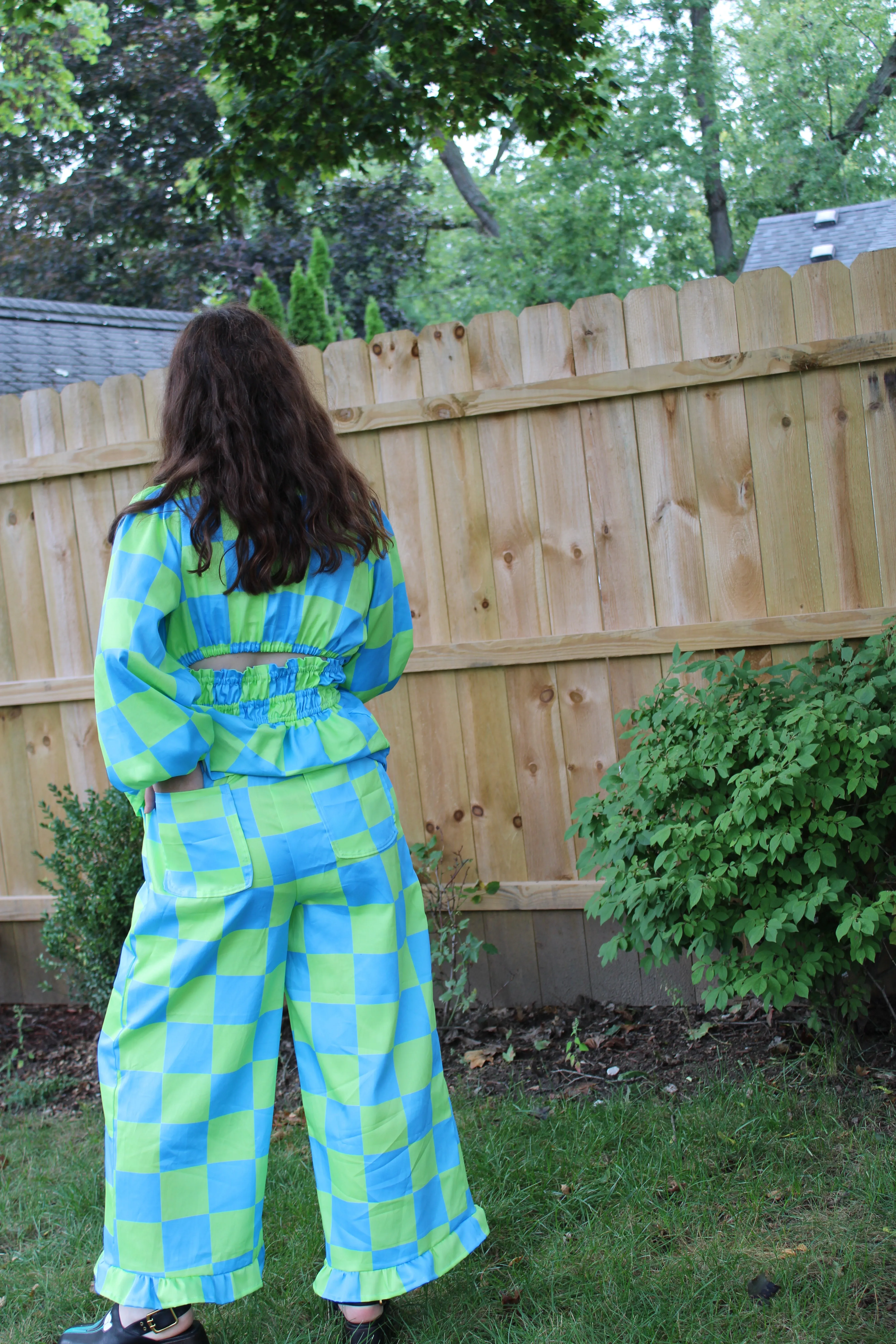 Lottie Pants in Aquamarine Check sold by Isabella Eve product image thumbnail 4