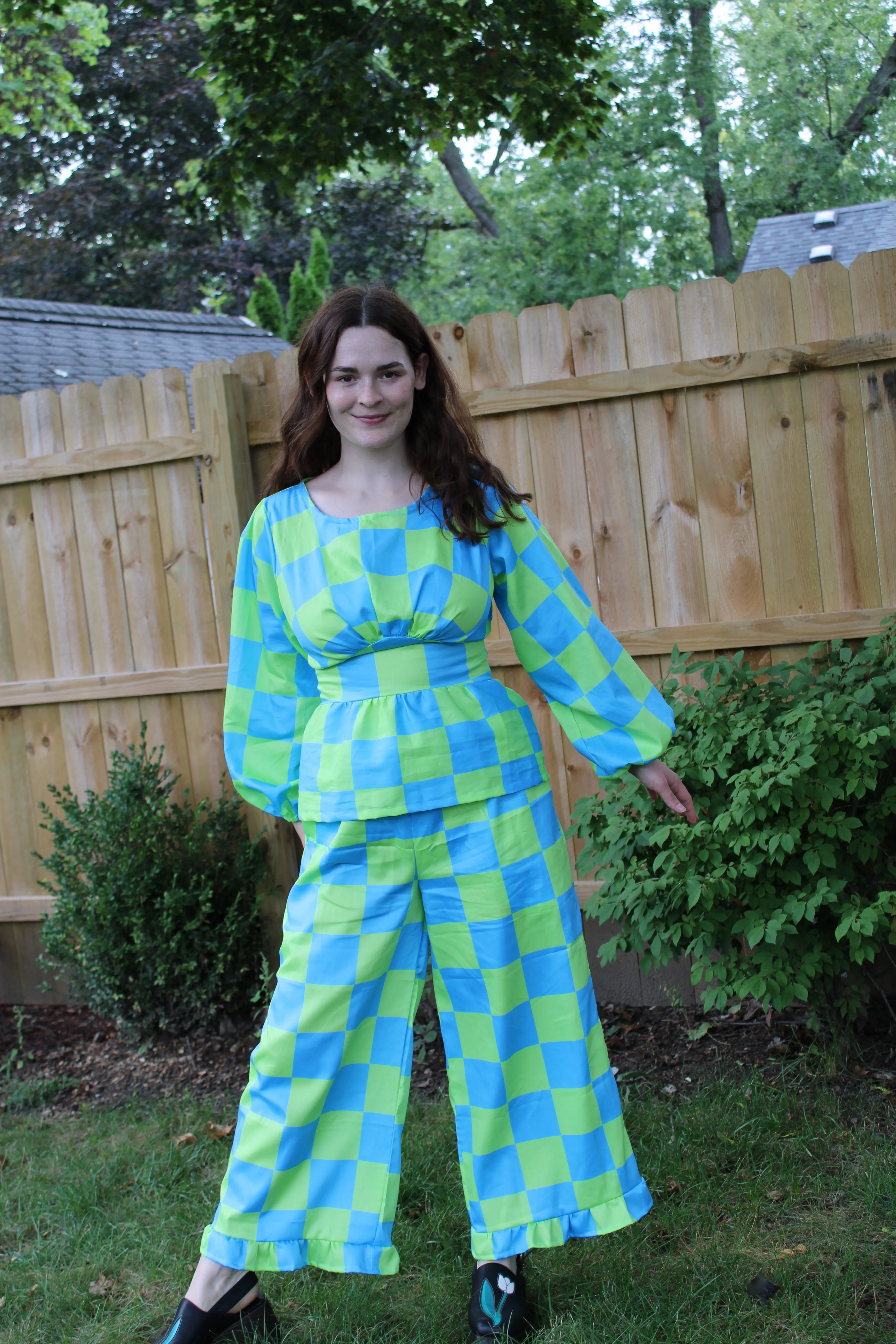 Lottie Pants in Aquamarine Check sold by Isabella Eve product image thumbnail 5