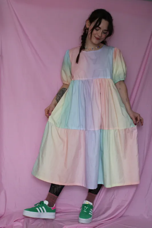 Faye Dress in Pastel Rainbow sold by Isabella Eve
