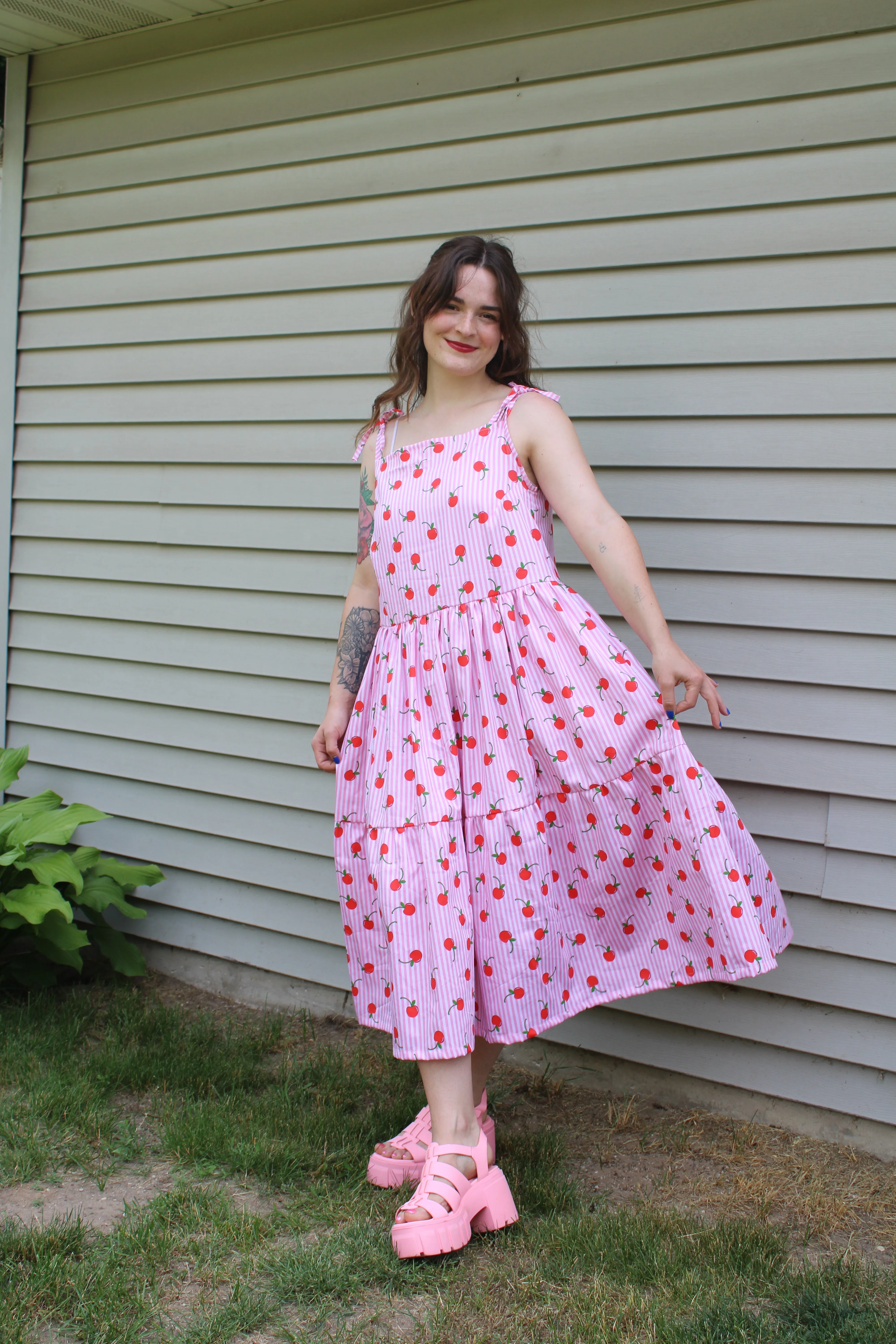 Audrey Dress in Cherry Stripe sold by Isabella Eve product image thumbnail 3