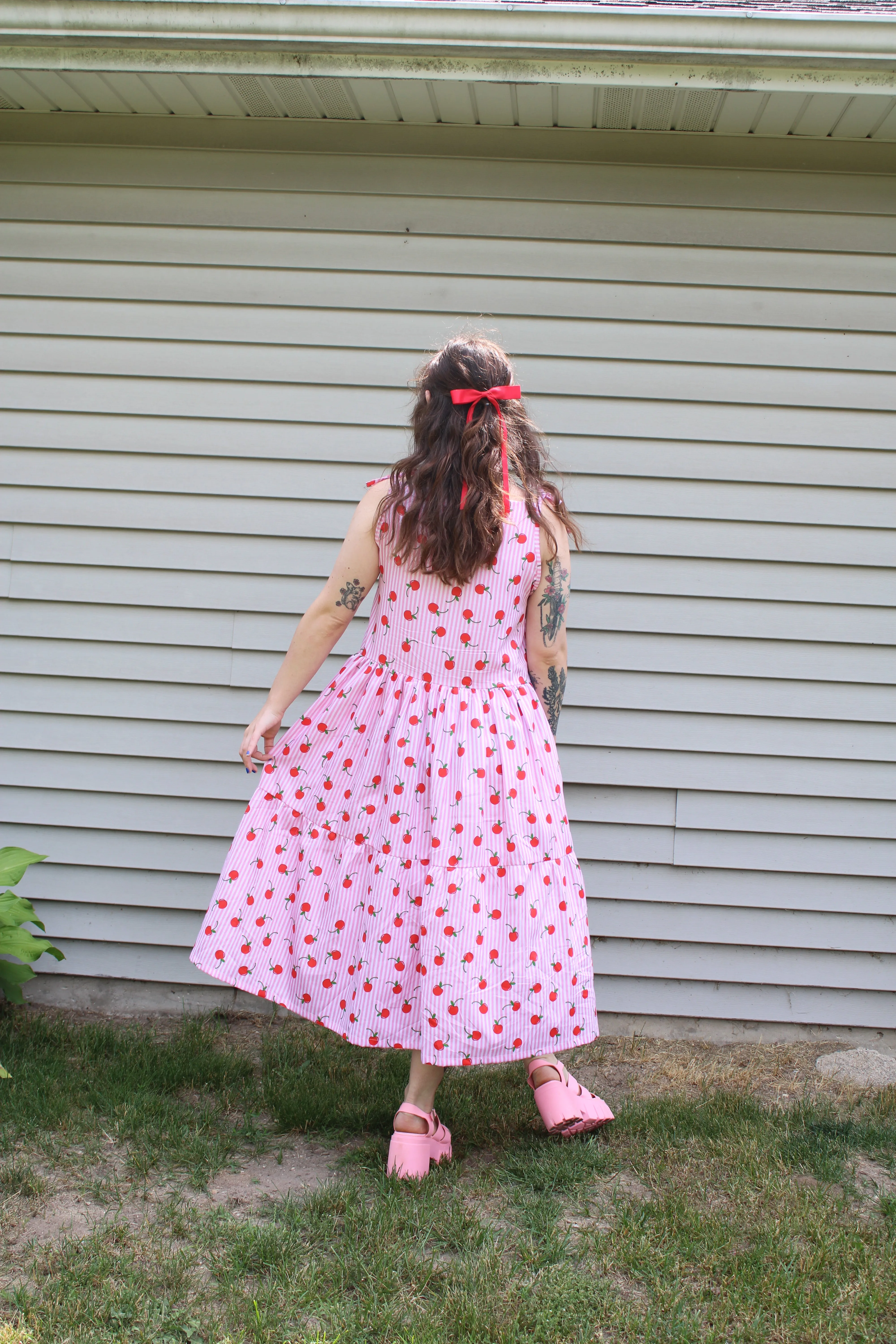 Audrey Dress in Cherry Stripe sold by Isabella Eve product image thumbnail 2