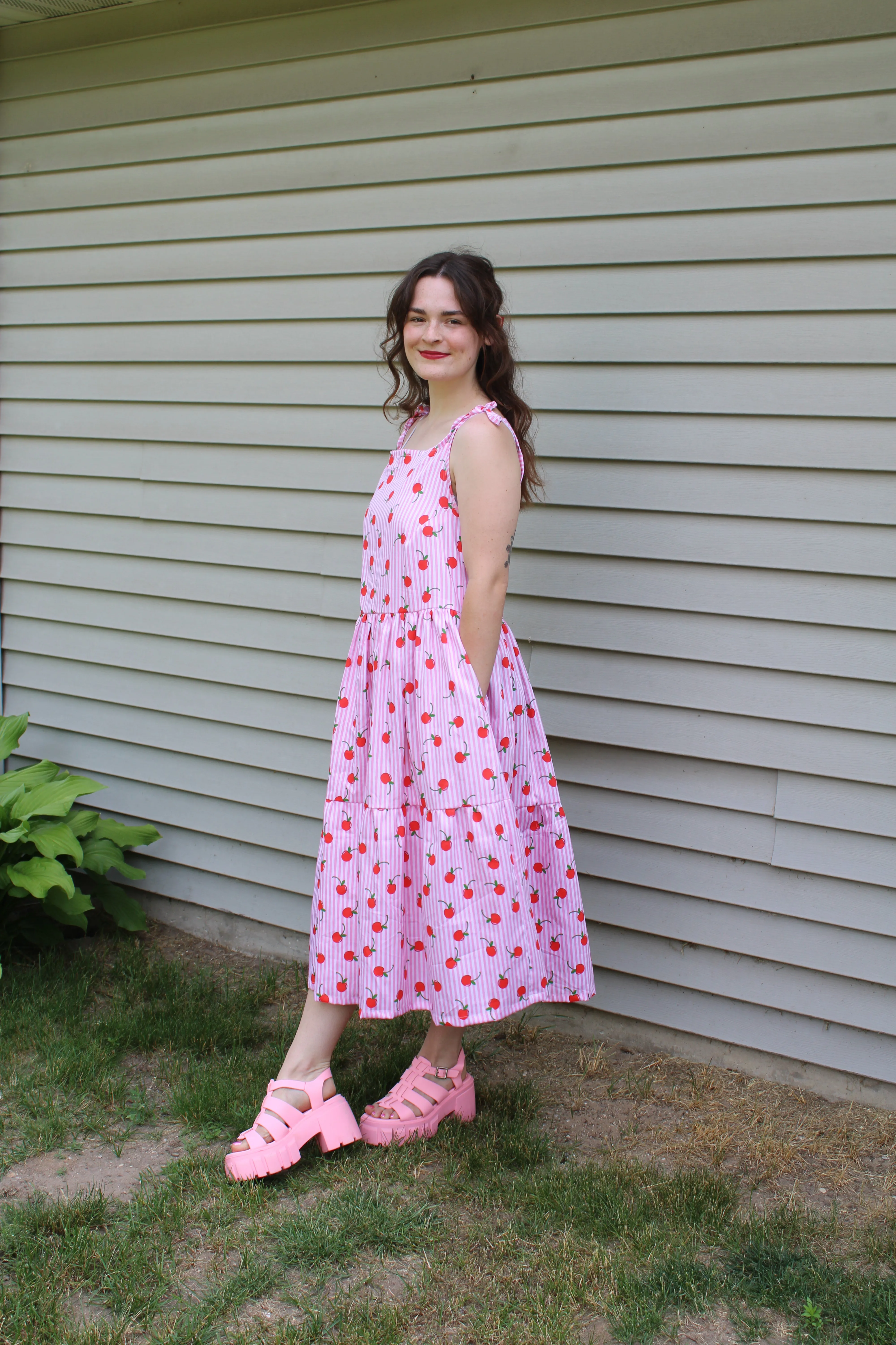 Audrey Dress in Cherry Stripe sold by Isabella Eve product image thumbnail 4