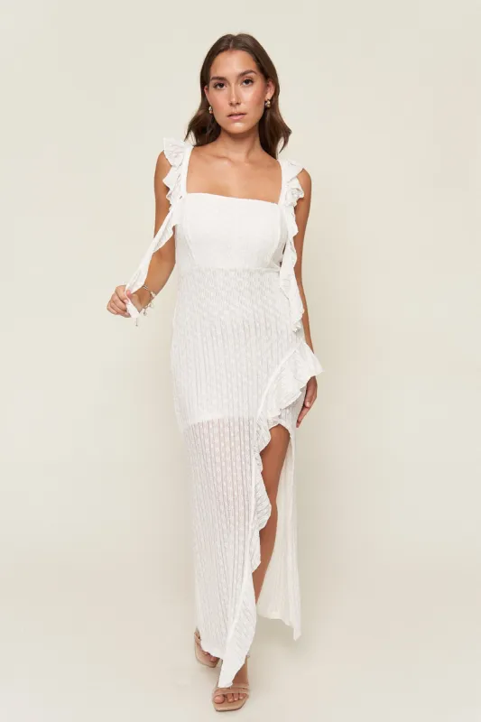 Maria Asymmetrical Lace Dress sold by What Lo Wants