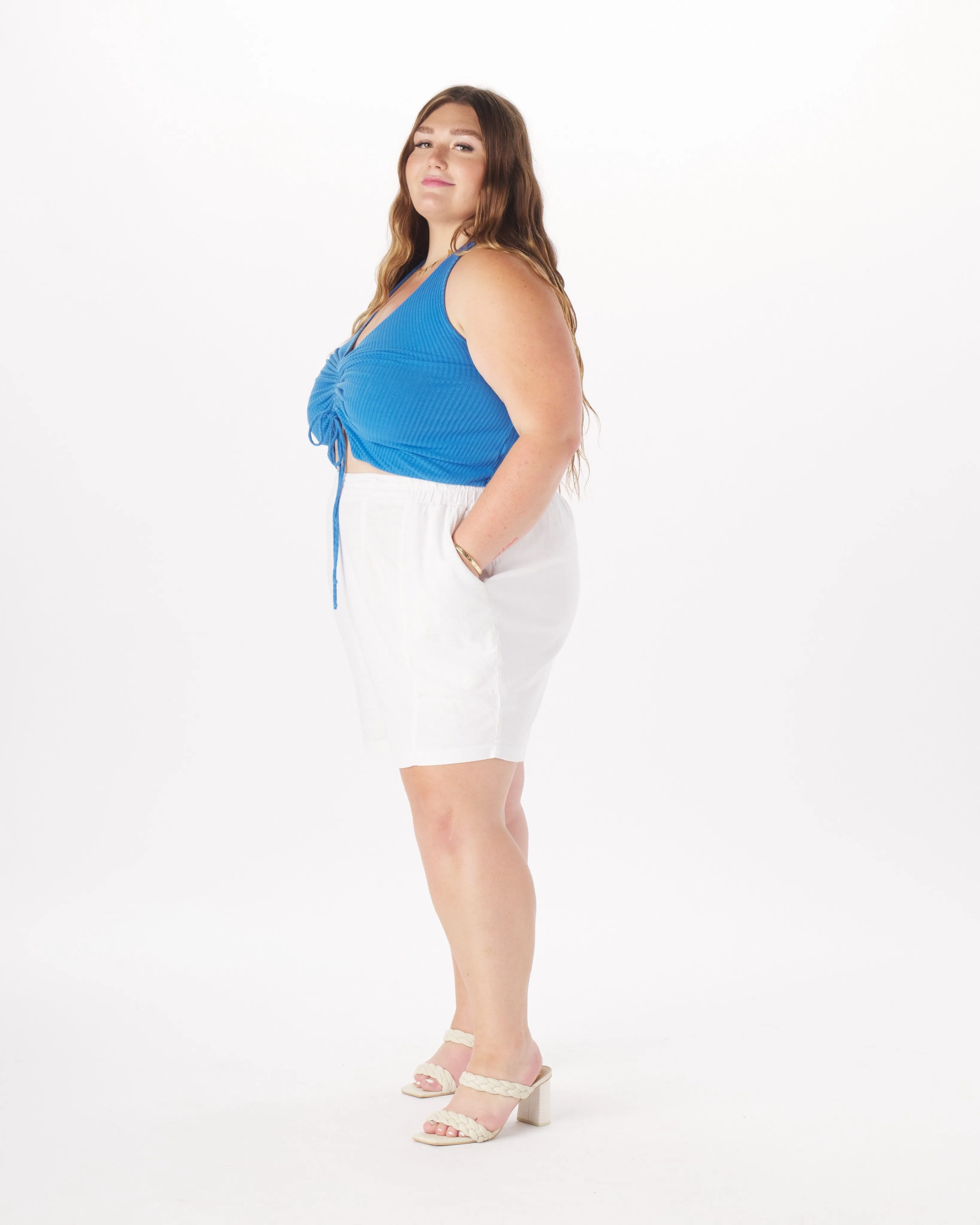 "Emma" Viscose Ruched Halter Top in Royal sold by What Lo Wants product image thumbnail 3