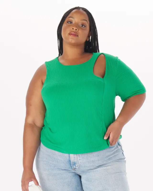 Sammy Cut-Out Top in Kelly Green sold by What Lo Wants