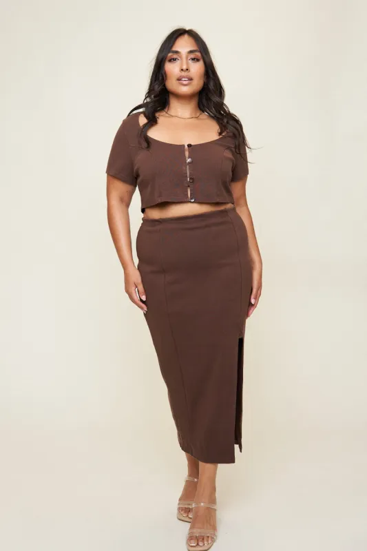 Aubrey Garment-Dyed Midi Skirt sold by What Lo Wants