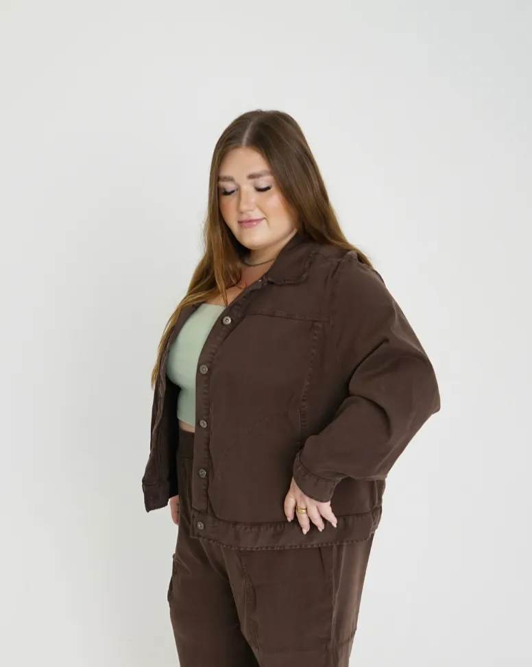 "Leah" Cotton Tencel Jacket in Brown sold by What Lo Wants product image thumbnail 2