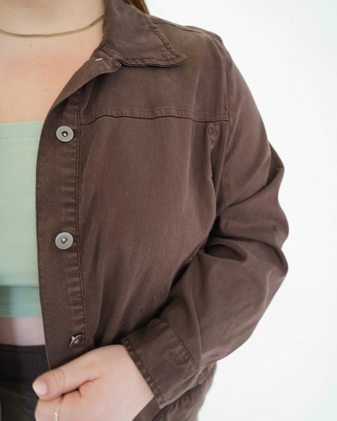 "Leah" Cotton Tencel Jacket in Brown sold by What Lo Wants product image thumbnail 4