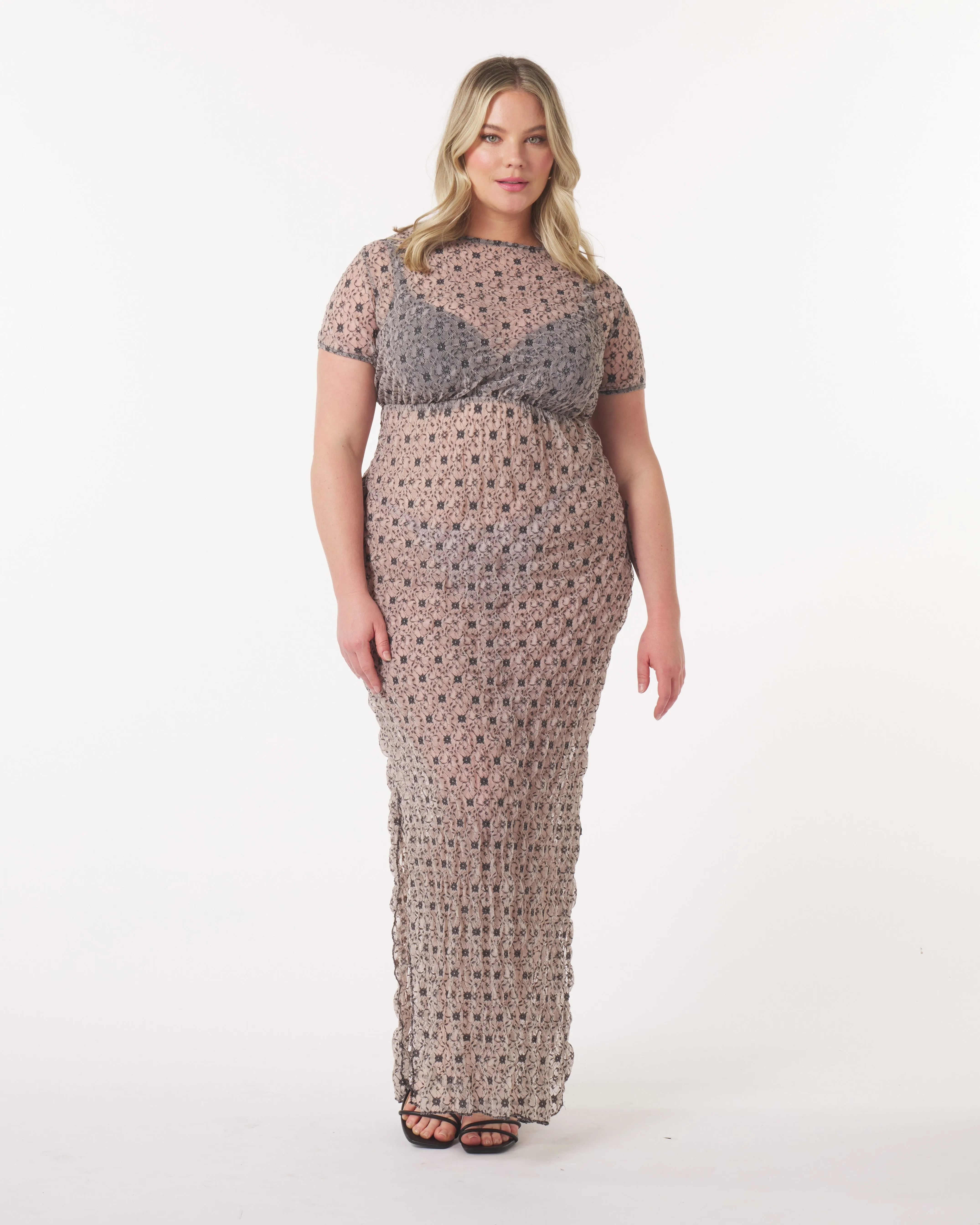 Daisy Maxi Dress in Lace Mesh sold by What Lo Wants