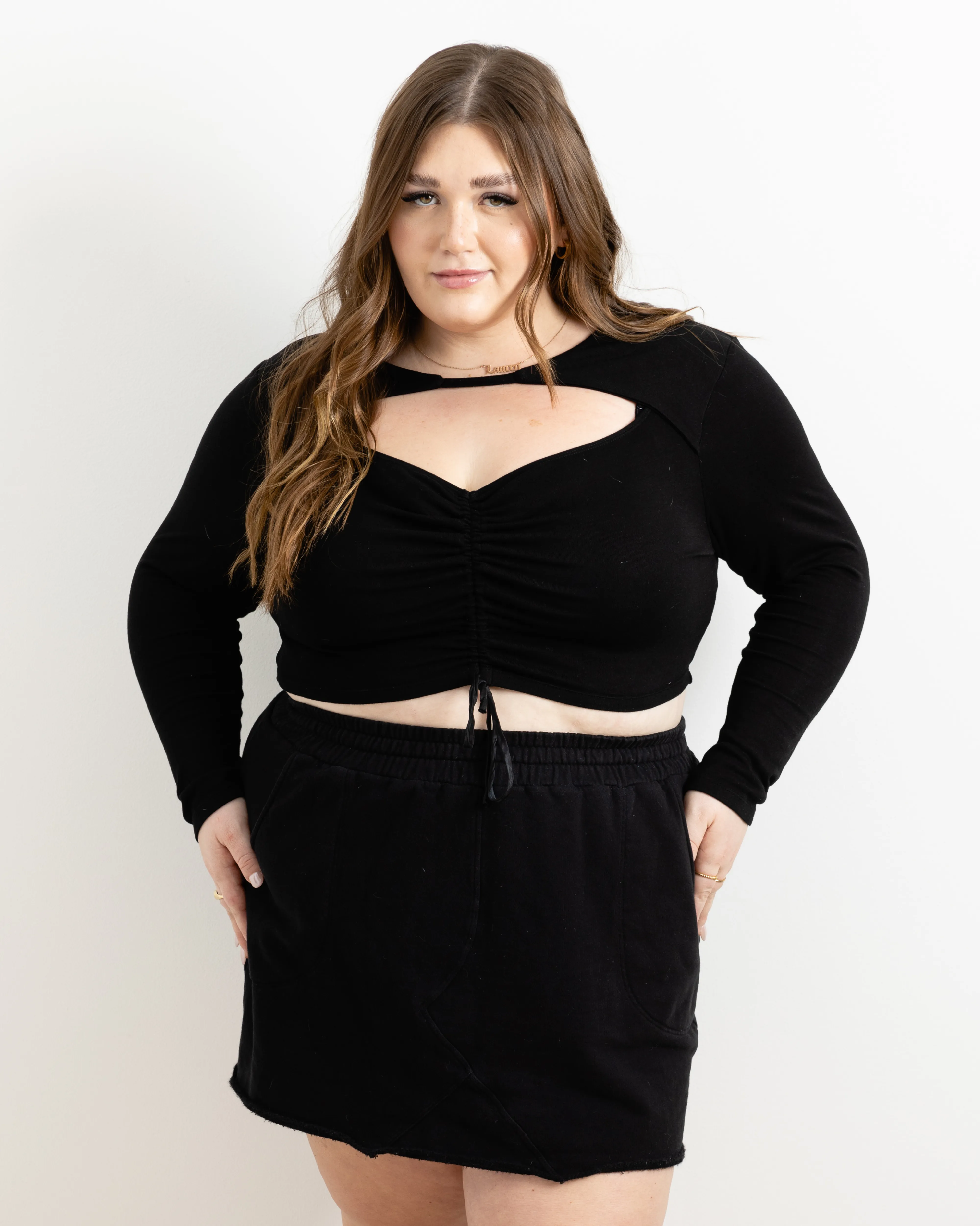 "Ilana" Tie-Front Cut Out Top in Black sold by What Lo Wants product image thumbnail 2
