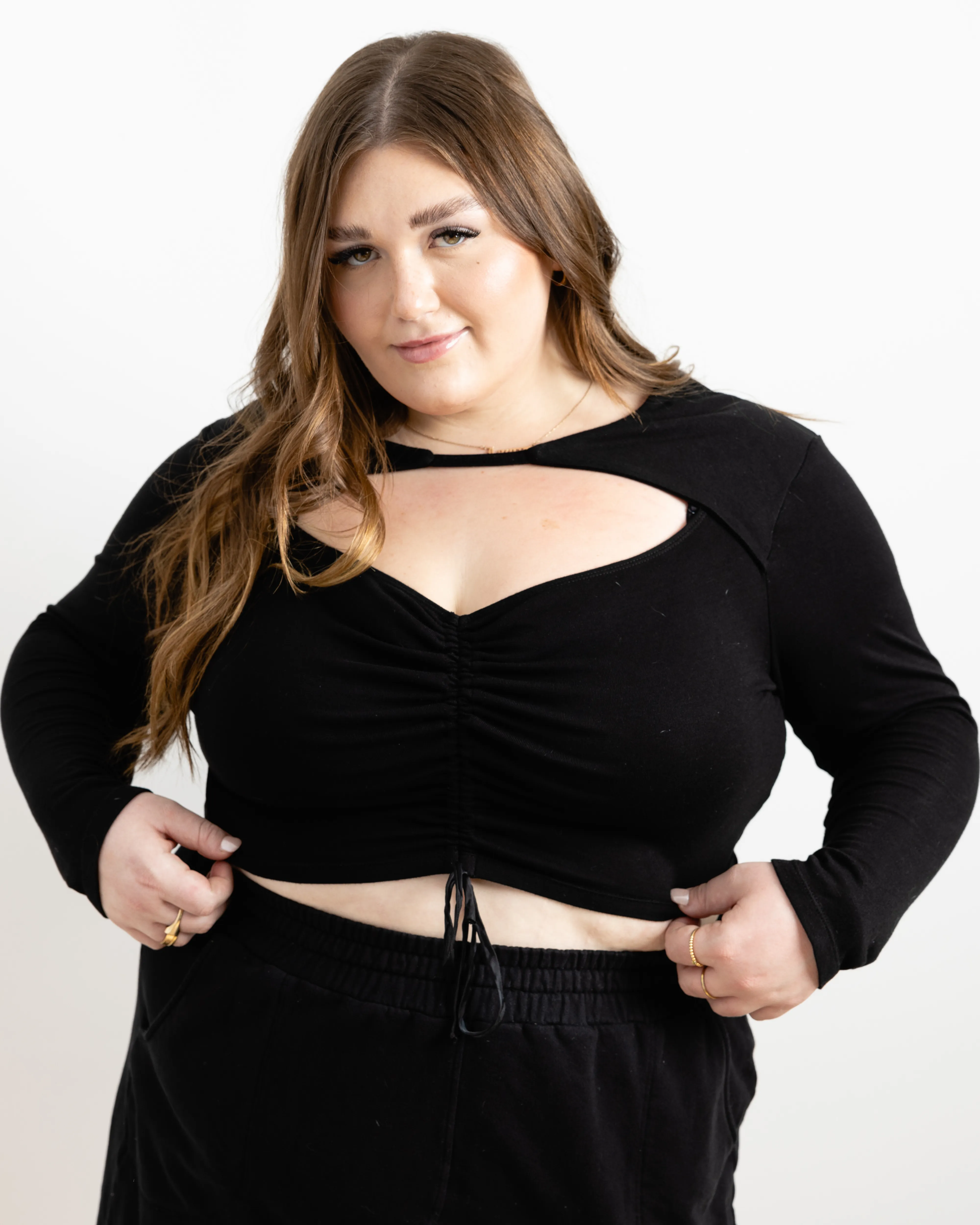 "Ilana" Tie-Front Cut Out Top in Black sold by What Lo Wants product image thumbnail 3