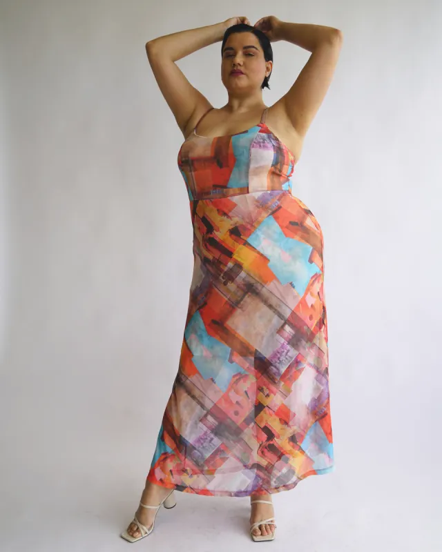 “Bella” Bias Mesh Slip Dress in Sicily sold by What Lo Wants