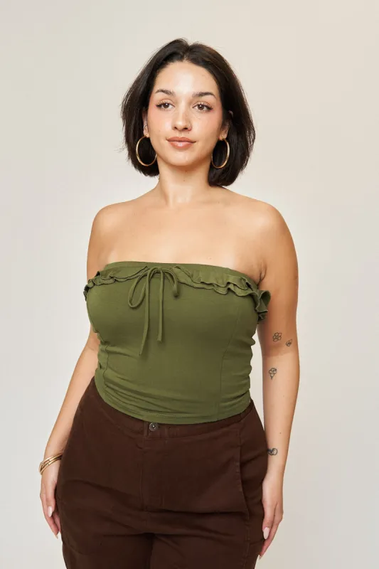 Madison Tube Top in Army Green sold by What Lo Wants