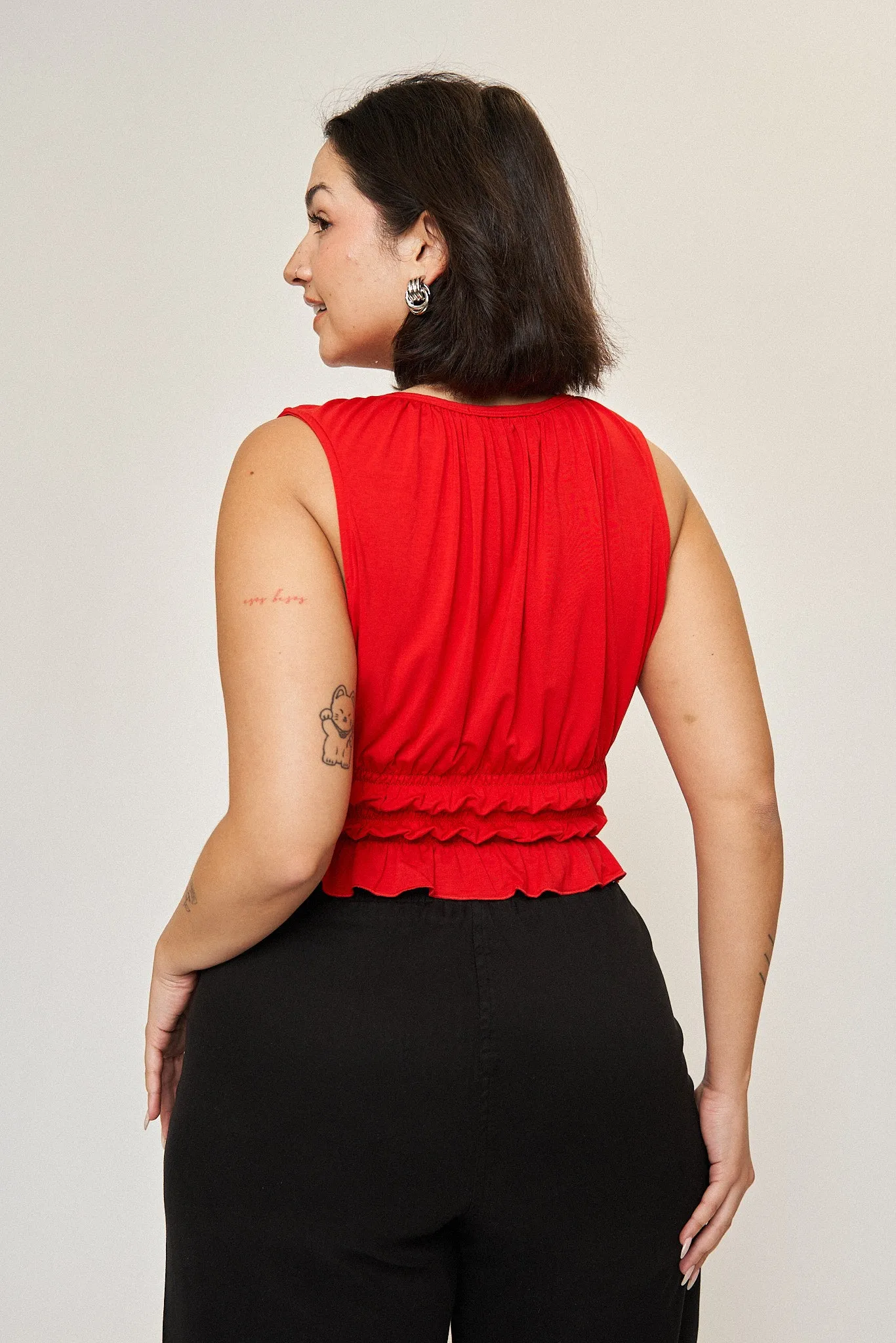 Molly Smocked Corset Tank in Cherry sold by What Lo Wants product image thumbnail 2