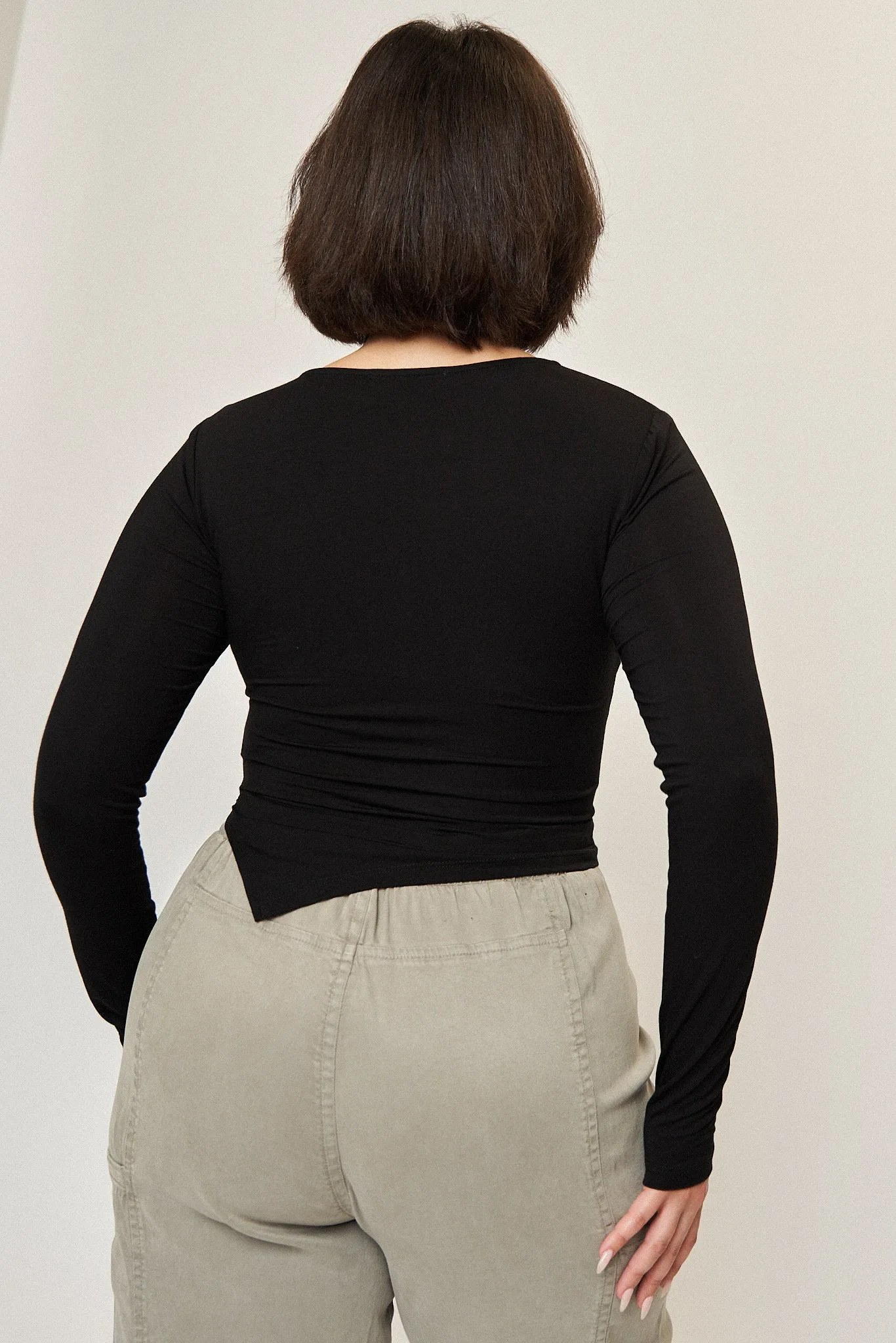 Chloe Asymmetrical Split Top in Black sold by What Lo Wants product image thumbnail 4