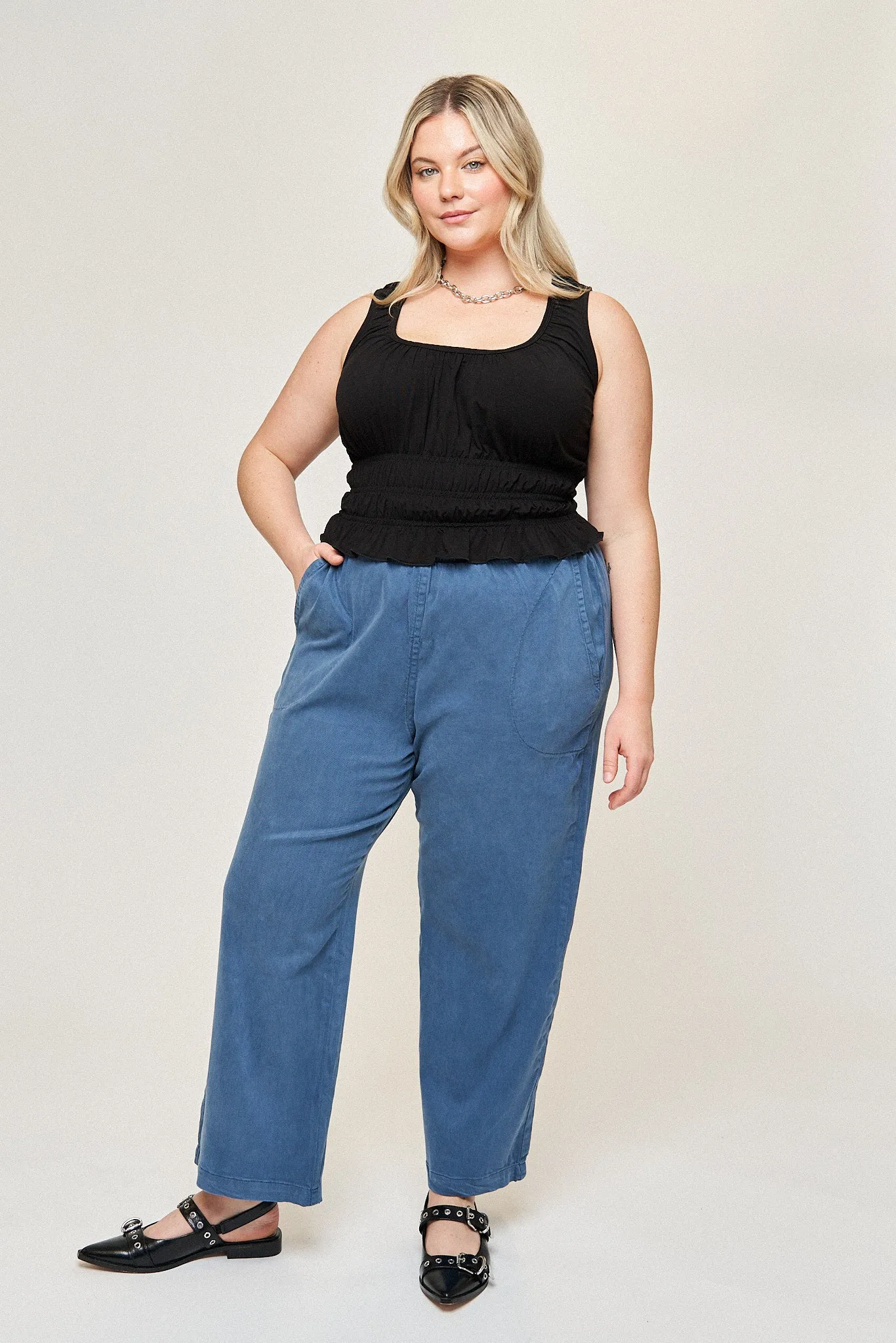 Maya Cotton Tencel Ease Pant in Slate Blue sold by What Lo Wants product image thumbnail 2