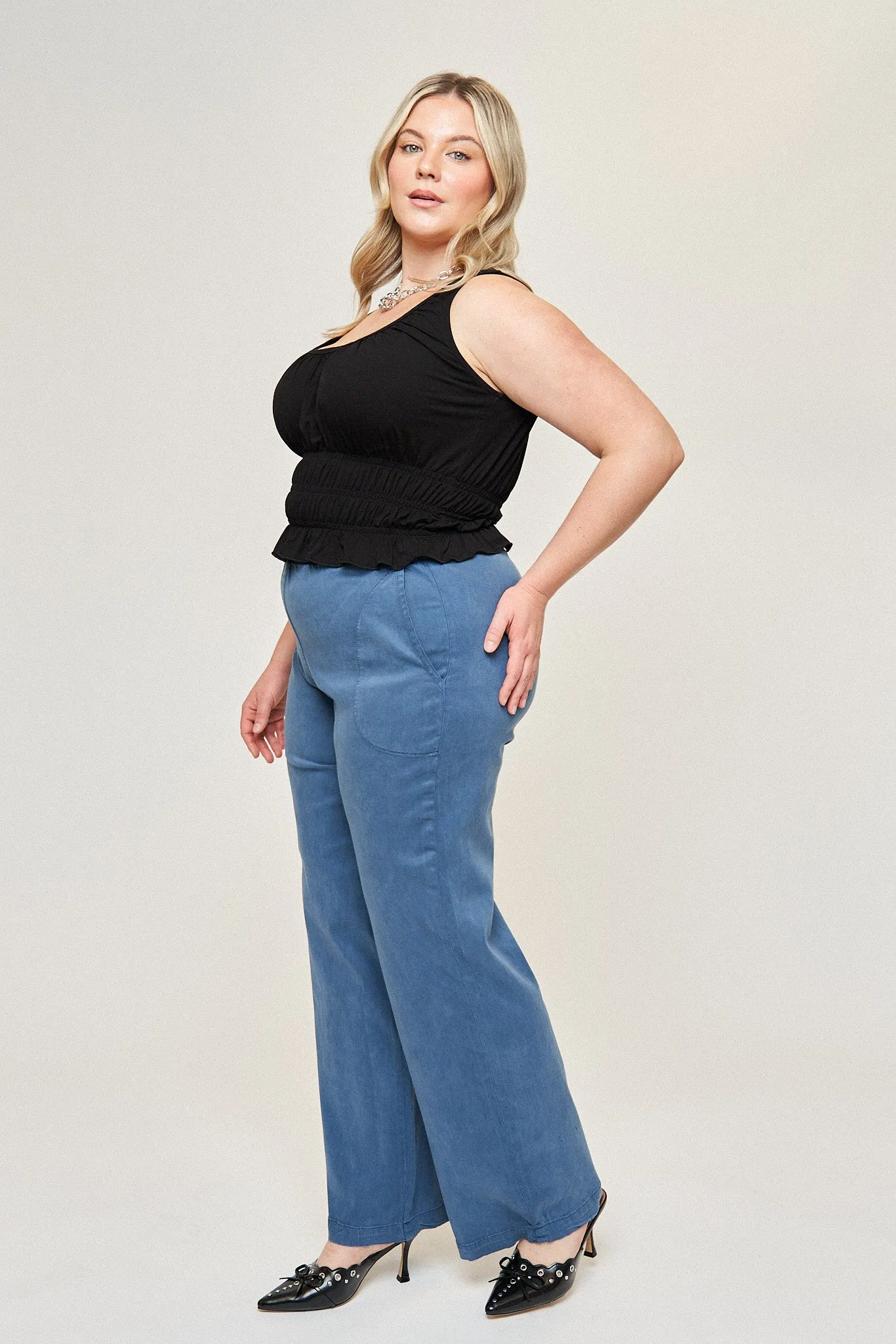 Maya Cotton Tencel Ease Pant in Slate Blue sold by What Lo Wants product image thumbnail 3