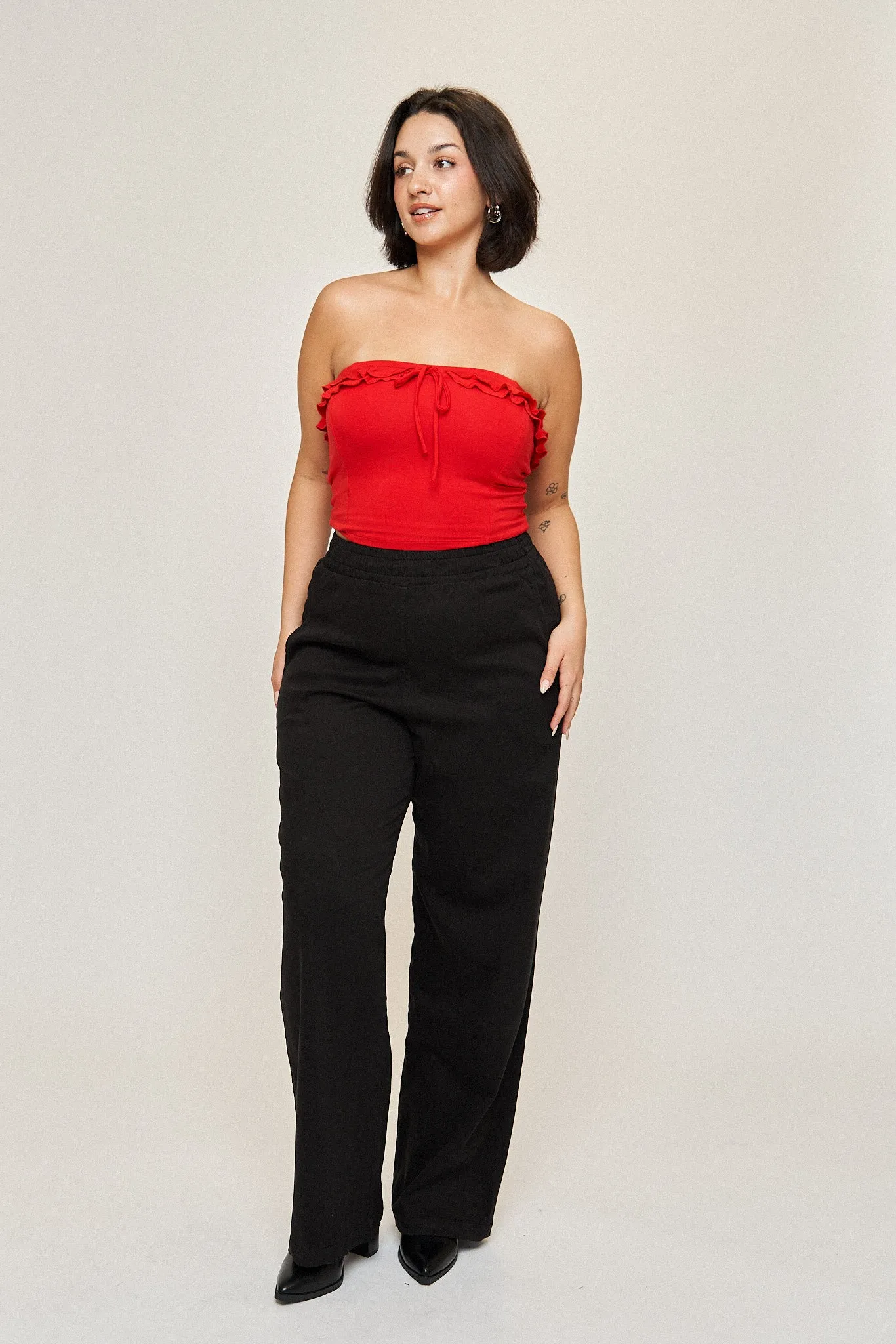 Maya Cotton Tencel Ease Pant in Black sold by What Lo Wants