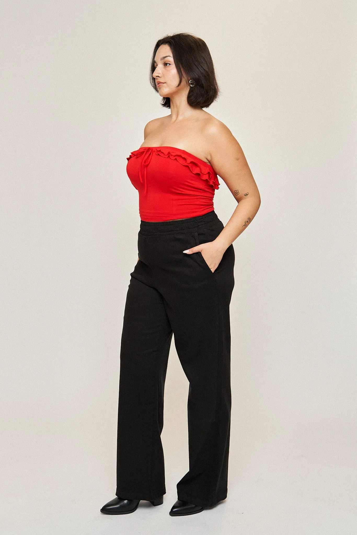 Maya Cotton Tencel Ease Pant in Black sold by What Lo Wants product image thumbnail 2
