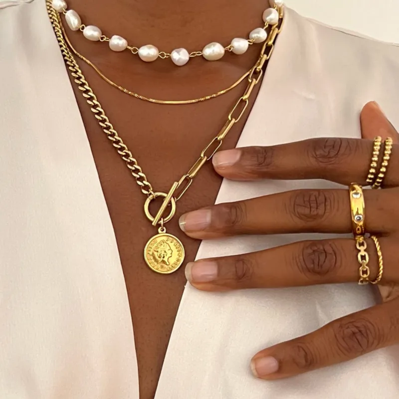 Ellie Vail - Stacie Toggle Chain Coin Necklace sold by What Lo Wants