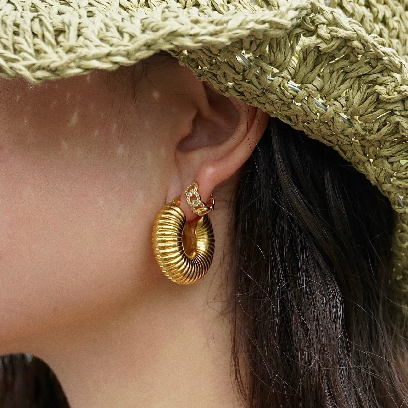 Ellie Vail - Coria Textured Hoop Earring sold by What Lo Wants product image thumbnail 2