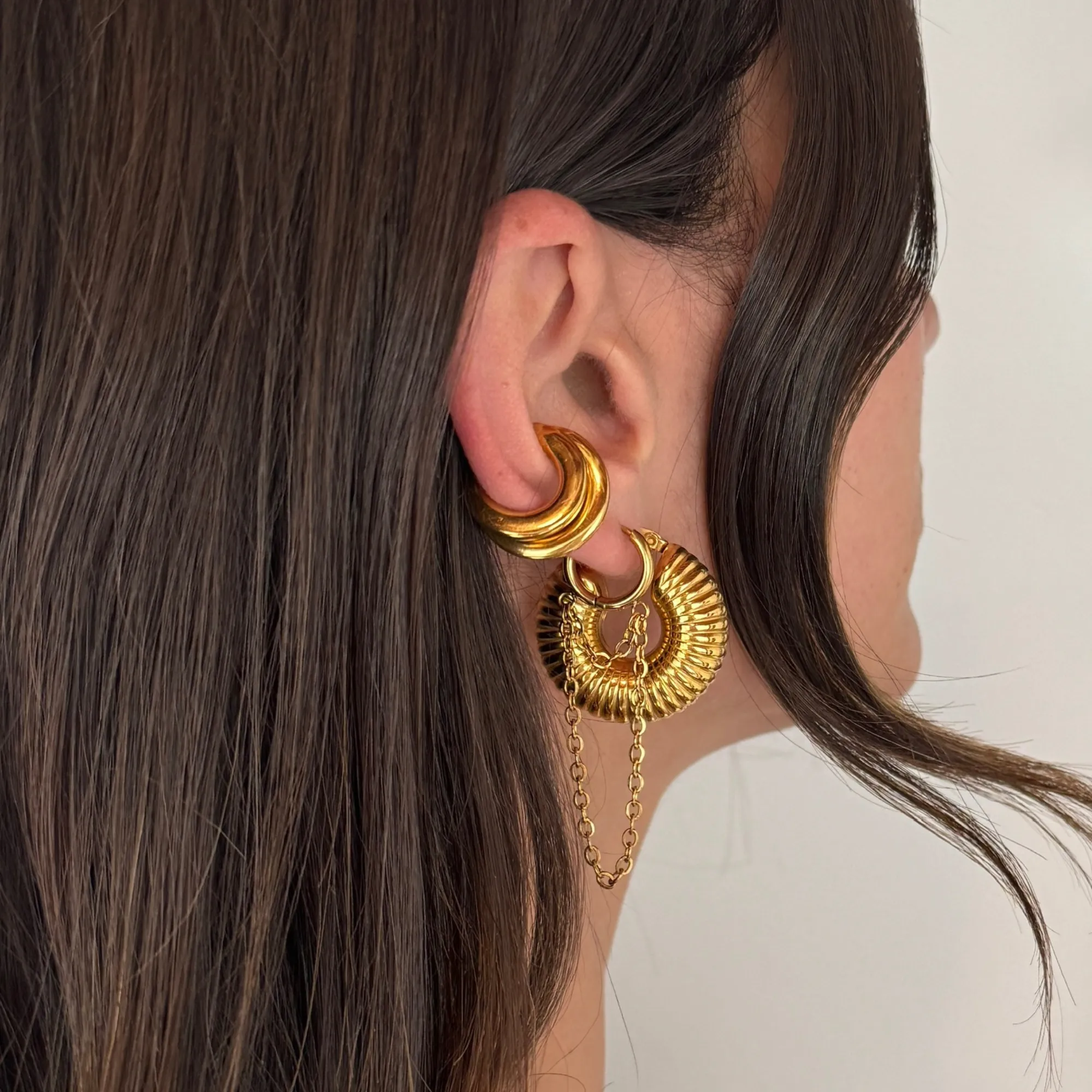 Ellie Vail - Coria Textured Hoop Earring sold by What Lo Wants